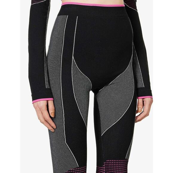 Balmain Moto Paneled Seamless Leggings 2 Black Stretch Elastic Waist NWT $1,150 - Picture 4 of 15